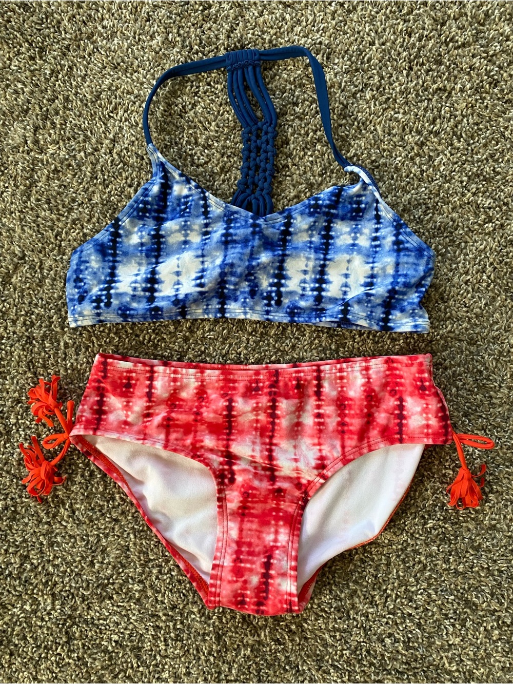 Kanu Surf Girls Blue & Red Tie-Dye Two-Piece Bikini